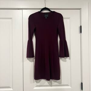 Cynthia Rowley Women's Sweaterdress 100% Extrafine Merino Wool Maroon XS‎